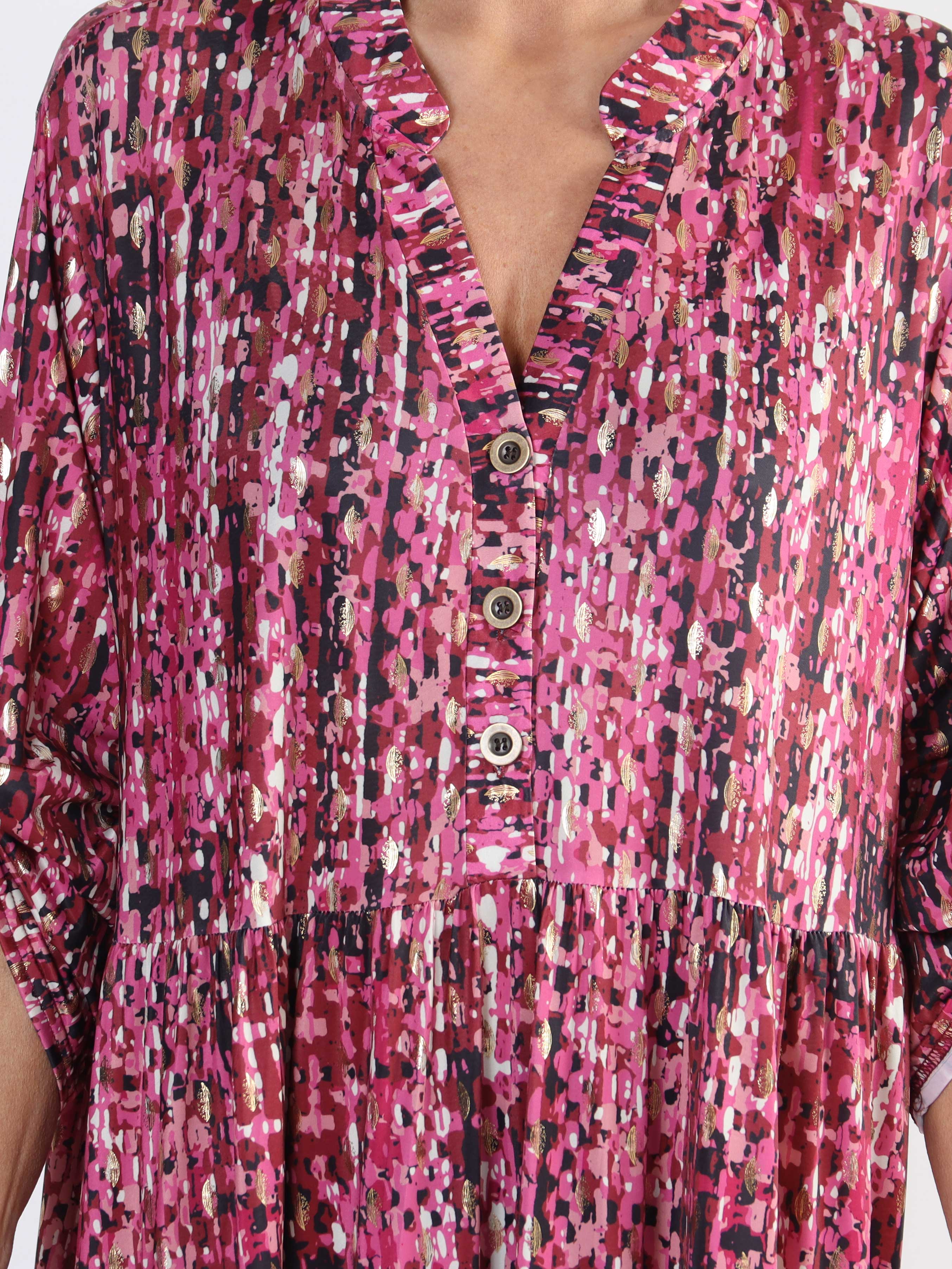 Milano Pattern - Lang mønstret plus size kjole med lag på lag look